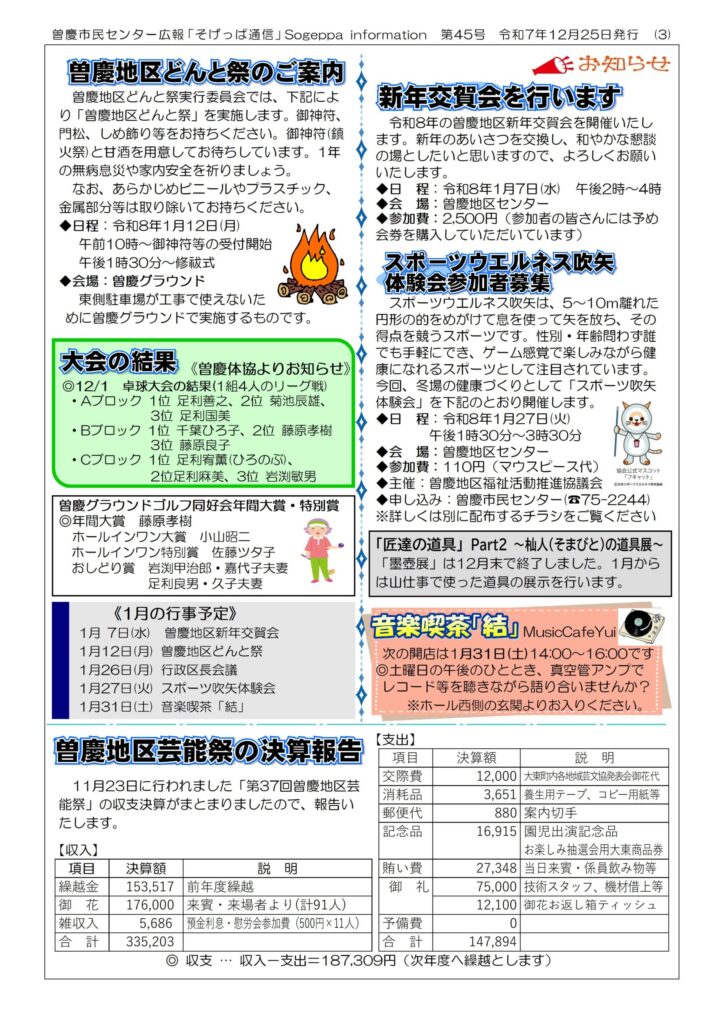 そげっぱ通信12月号